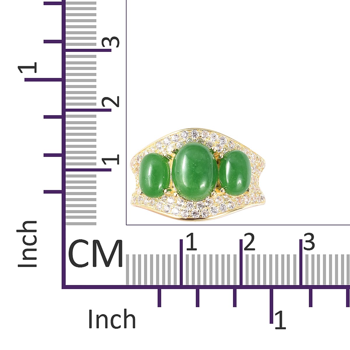 Chinese Green Jade (4.50 Ct),White Zircon Sterling Silver Ring  5.620  Ct.