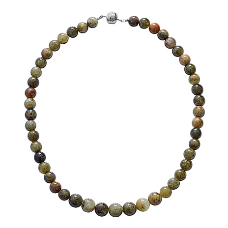 Extremely Rare AAA Mali Garnet (Rnd 10mm) Natural Beads Necklace (Size 18) in Rhodium Overlay Sterling Silver with Magnetic Lock 325.00 Ct.