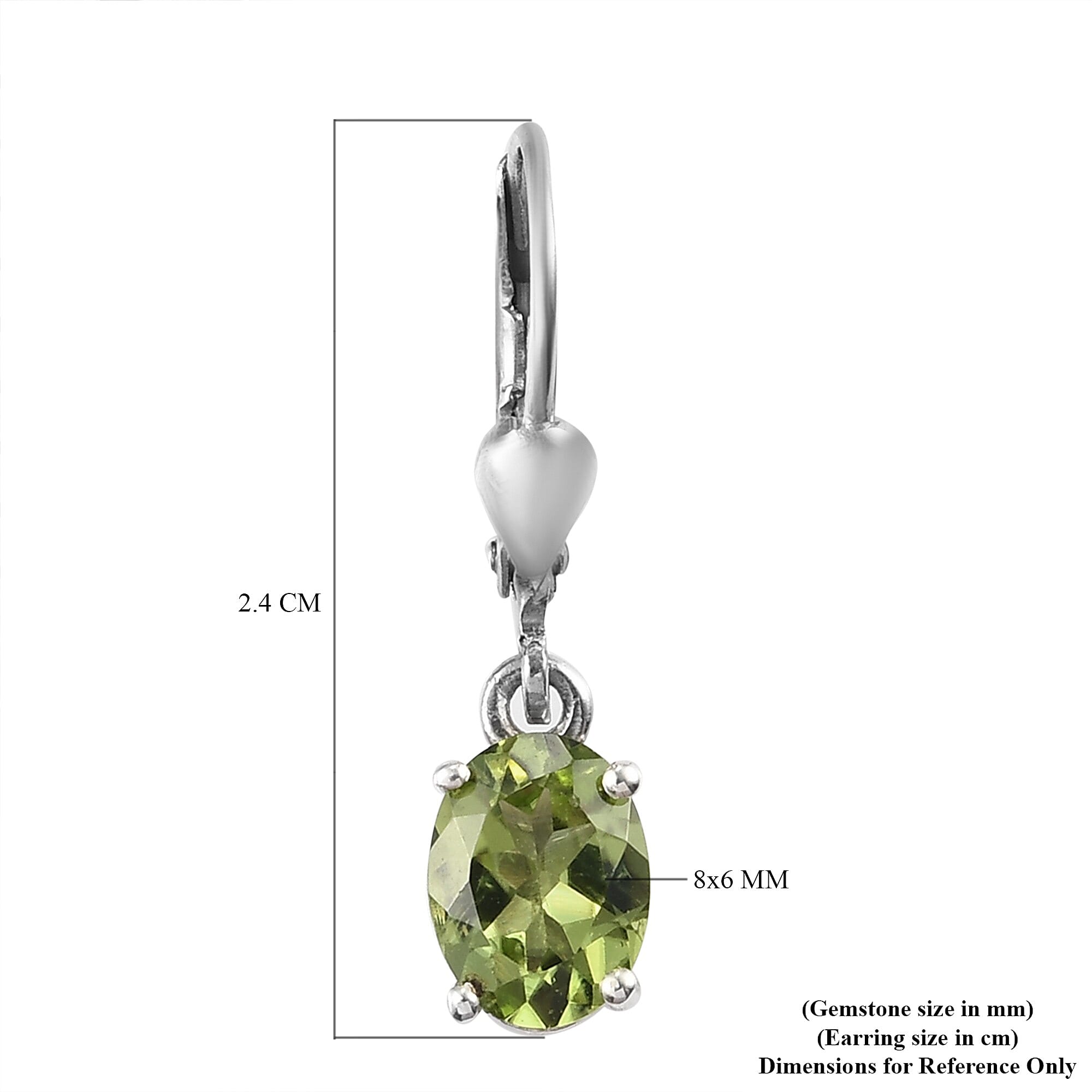 Natural Hebei Peridot  Earrings ( Push Back)  in Platinum Overlay Sterling Silver 2.69 Ct.