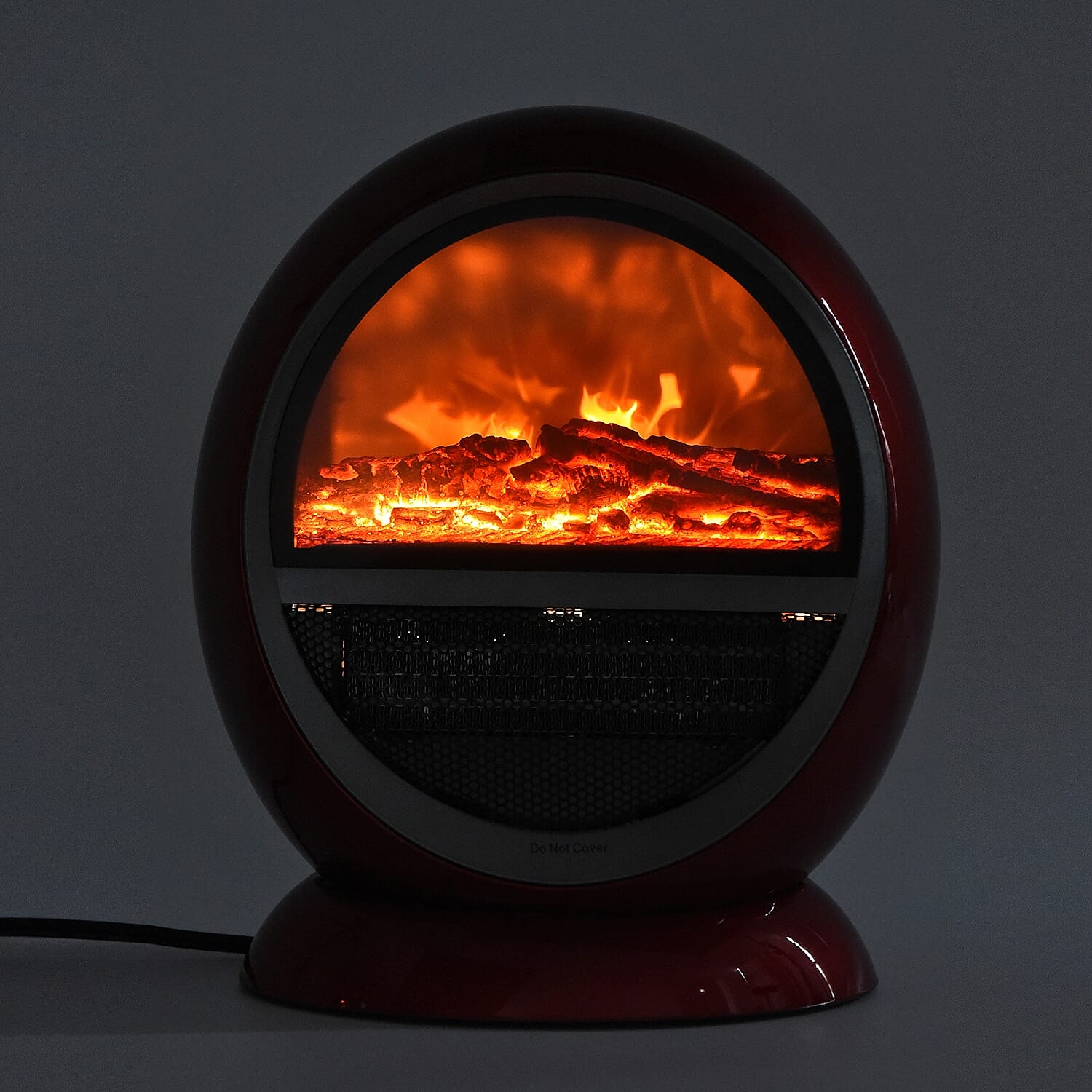 1.5KW Portable PTC Fireplace Design Electric Heater with 3 Pin Plug (Size 25x36 Cm) - Red