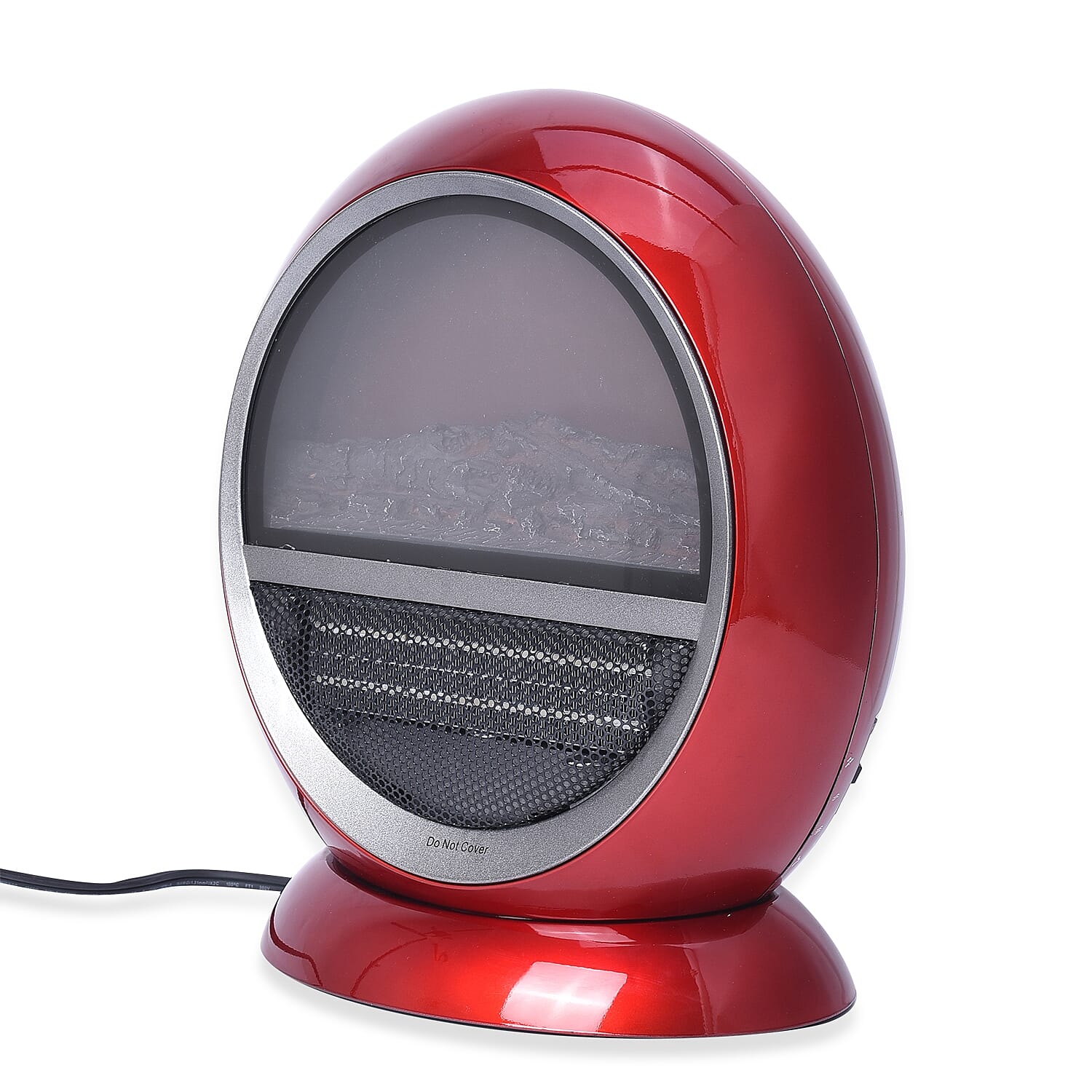 1.5KW Portable PTC Fireplace Design Electric Heater with 3 Pin Plug (Size 25x36 Cm) - Red
