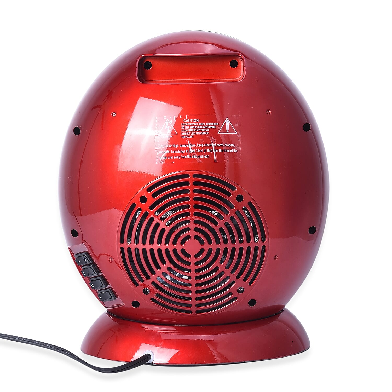 1.5KW Portable PTC Fireplace Design Electric Heater with 3 Pin Plug (Size 25x36 Cm) - Red