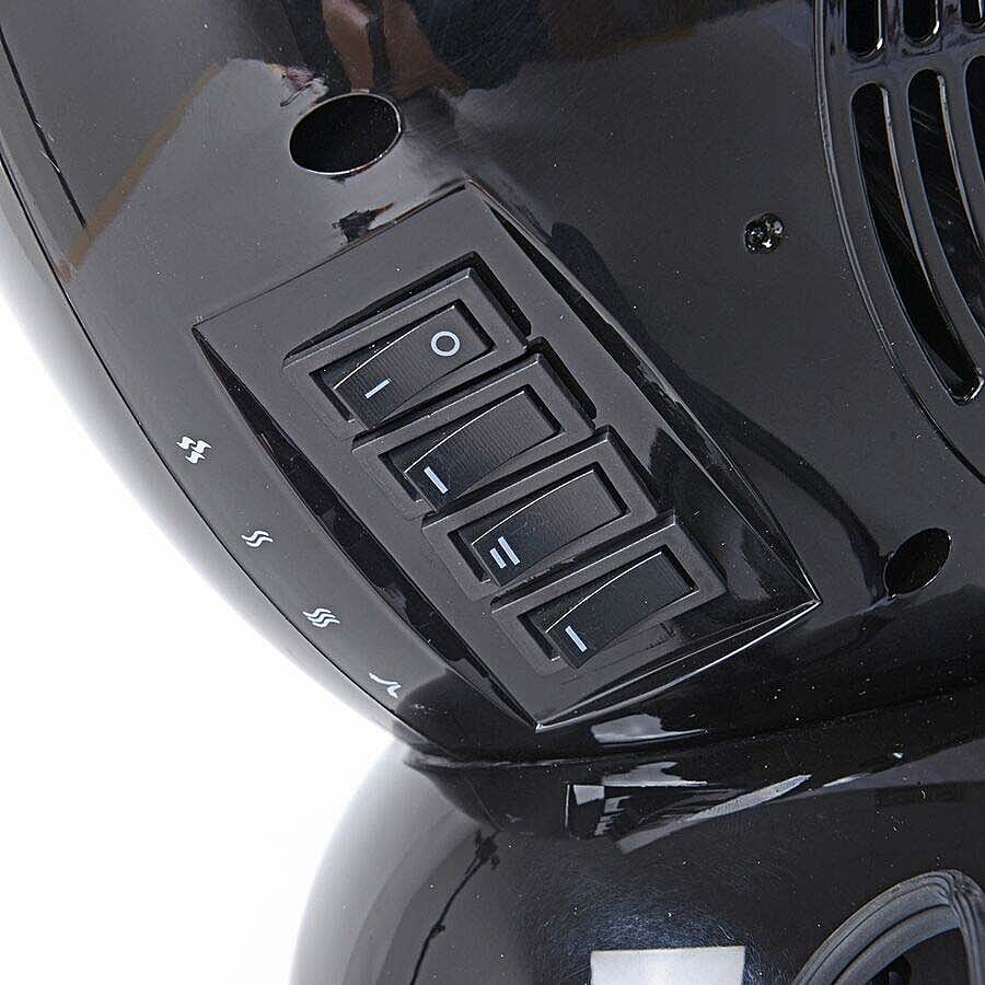 1.5KW Portable PTC Fireplace Design Electric Heater with 3 Pin Plug (Size 25x36 Cm) - Black