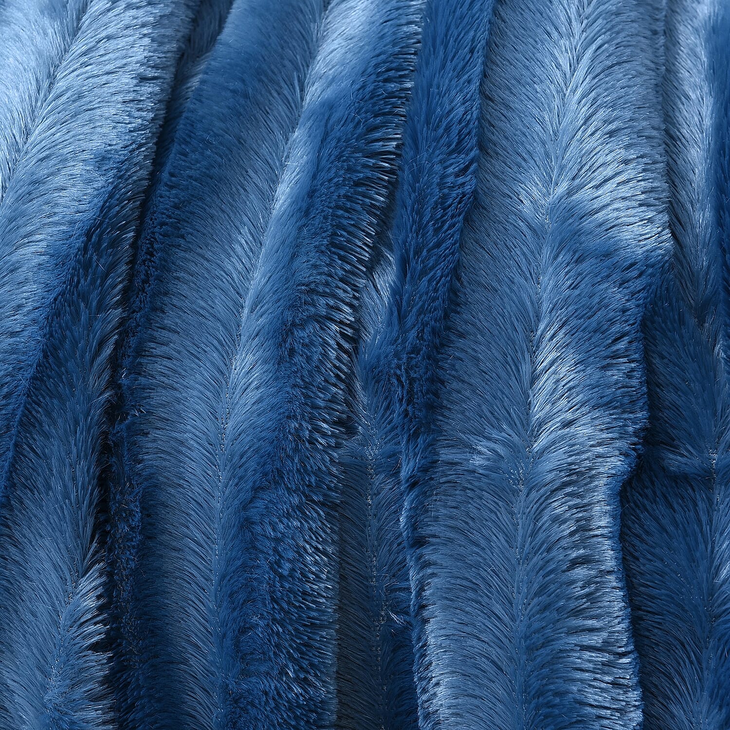 Supersoft Faux Fur Sherpa Blanket with Brushed Stripe Pattern (Size 150x200 cm) - London Blue