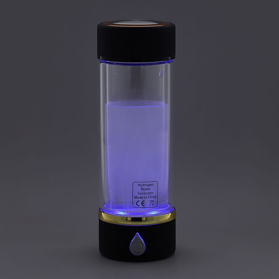 380ml Portable Hydrogen Water Generator Bottle with SPE and PEM Technology (Size 7x21 Cm) - Black