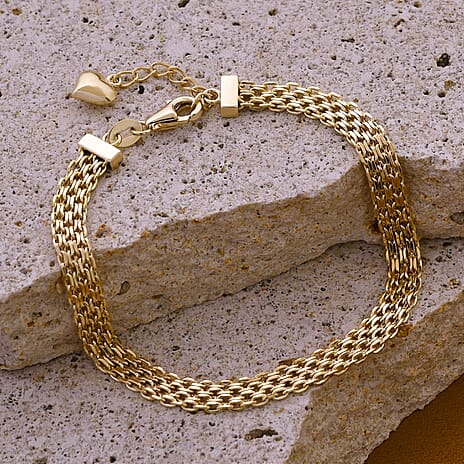 Royal Bali -  9K Yellow Gold Bismark Link Bracelet (Size 7-1 Inch Ext.)