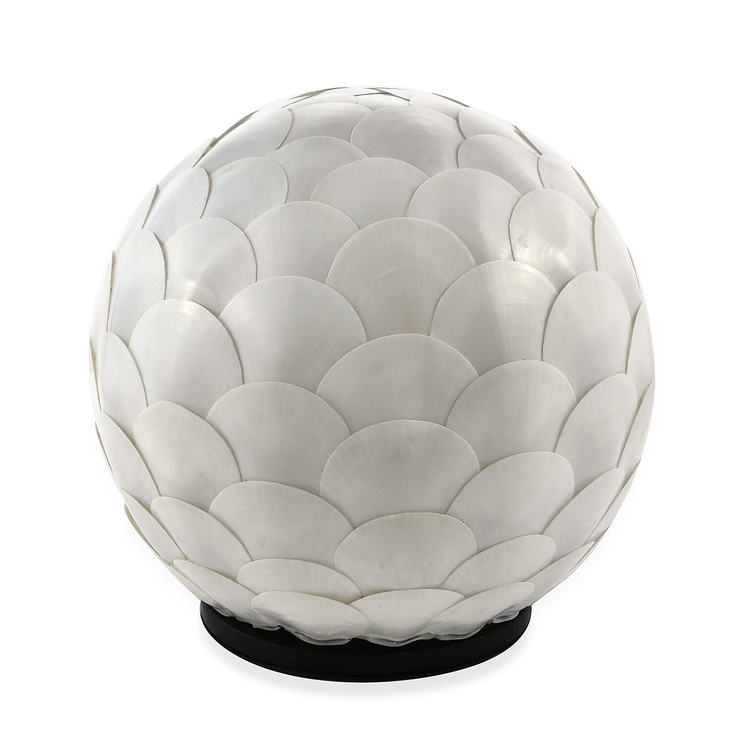 Bali Collection - Handcrafted Seashell ES Battery Table Lamp with Round Armadillo Motif (Size 20 Cm)