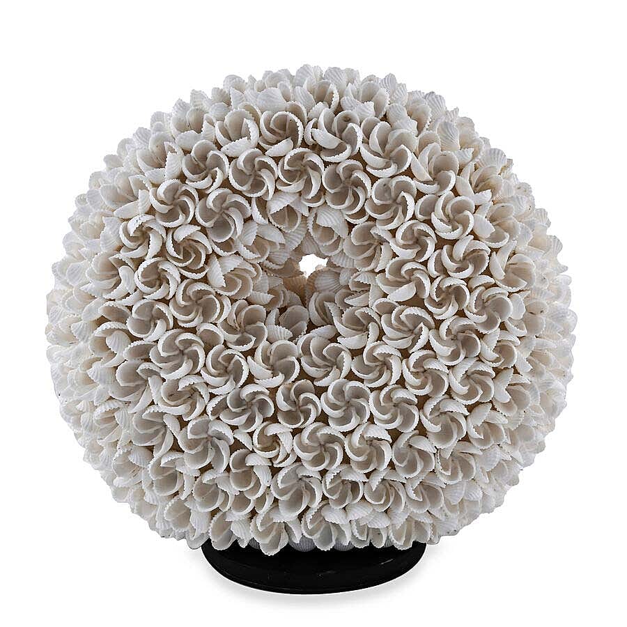 Bali Collection - Handcrafted Seashell Table Lamp Frangipani Motif (Size 20 Cm)