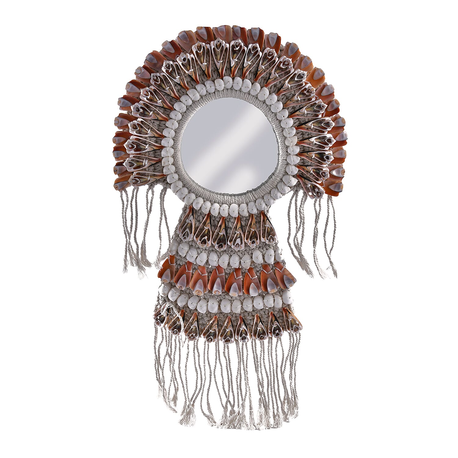 Bali Collection - Home Decor Mirror with Multicolour Seashell Frame (Size 45x30 Cm)