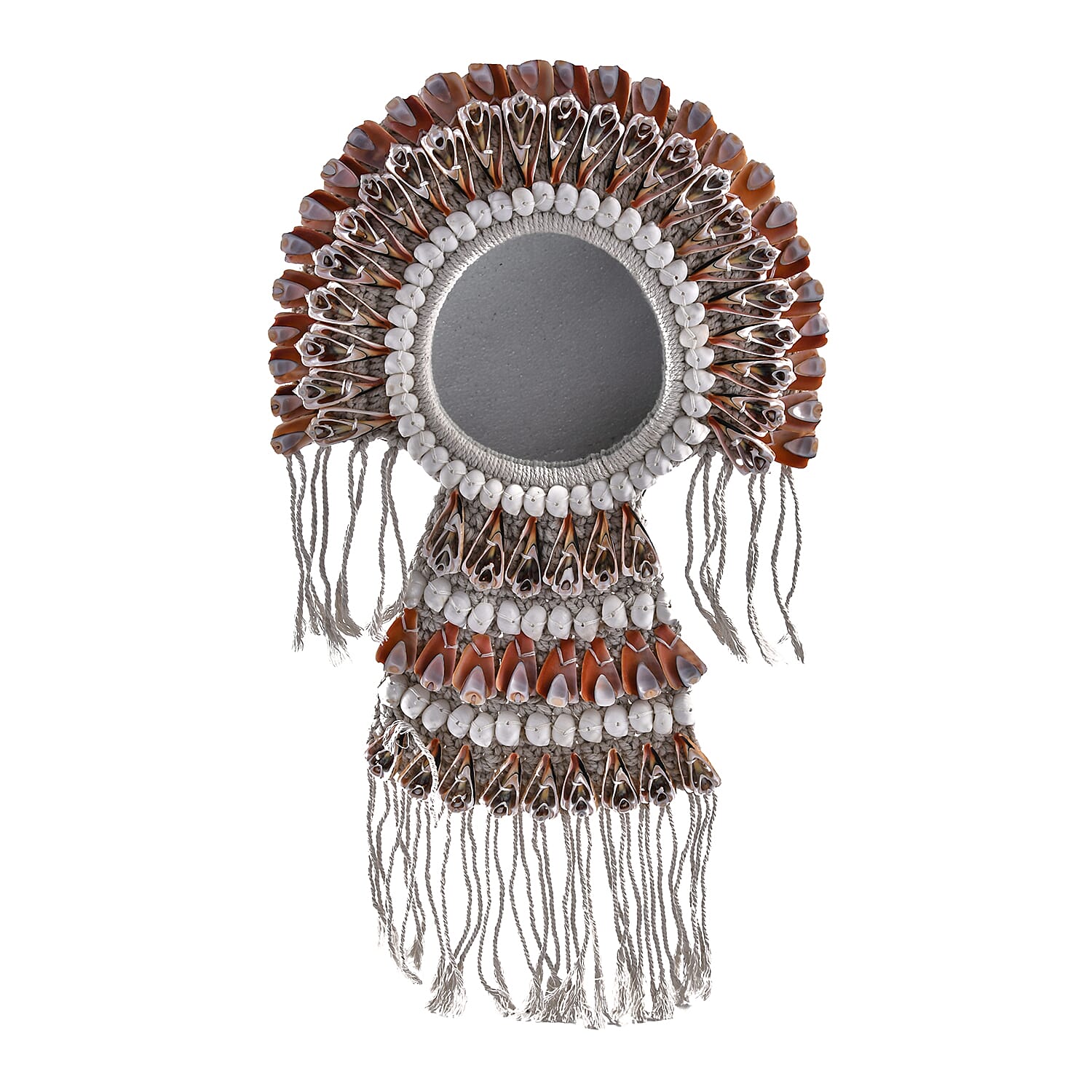 Bali Collection - Home Decor Mirror with Multicolour Seashell Frame (Size 45x30 Cm)