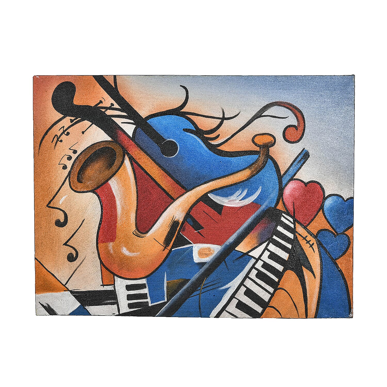 Balinese - Musical Theme Canvas Handpainting (Size 80x60 Cm)