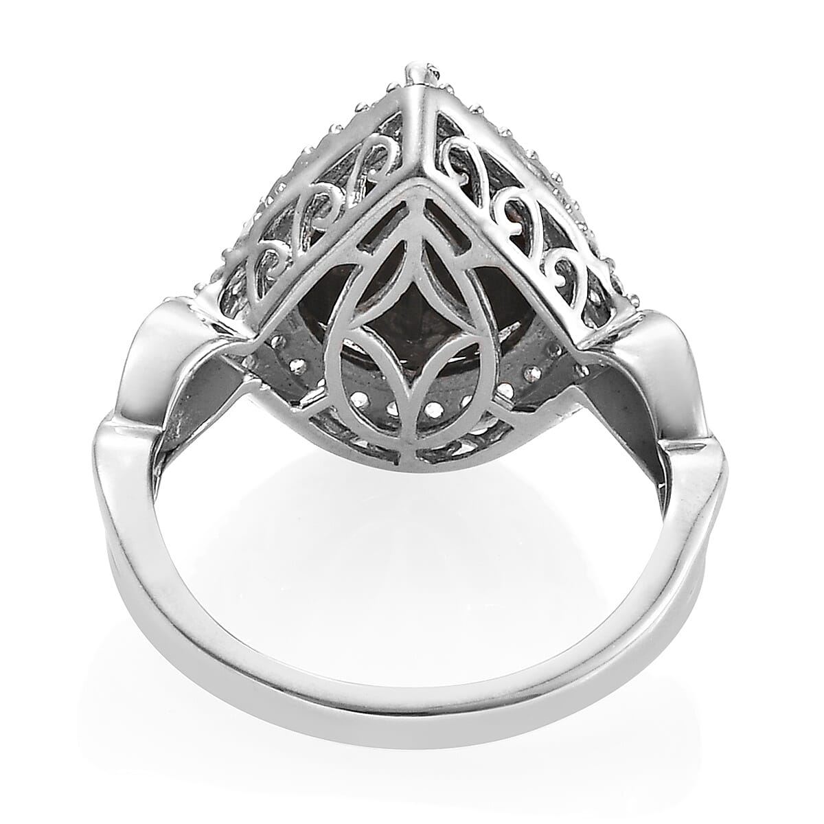 Elite Shungite (Pear 5.00 Ct), Natural Cambodian Zircon Ring in Platinum Overlay Sterling Silver 6.00 Ct, Silver wt 6.16 Gms