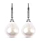 White Shell Pearl Solitaire Drop Earrings in Platinum Plated Sterling Silver