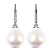 White Shell Pearl Solitaire Drop Earrings in Platinum Plated Sterling Silver