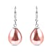 White Shell Pearl Solitaire Drop Earrings in Platinum Plated Sterling Silver