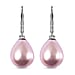 White Shell Pearl Solitaire Drop Earrings in Platinum Plated Sterling Silver