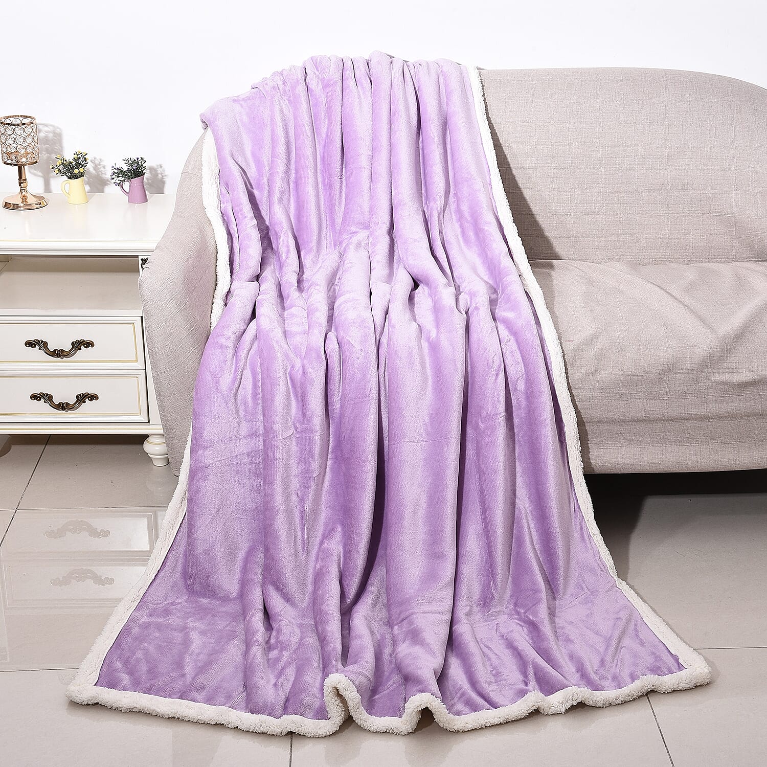 Warm & Soft Double Layer Sherpa Blanket (150x200 cm) OEKO-TEX Certified - Lavender