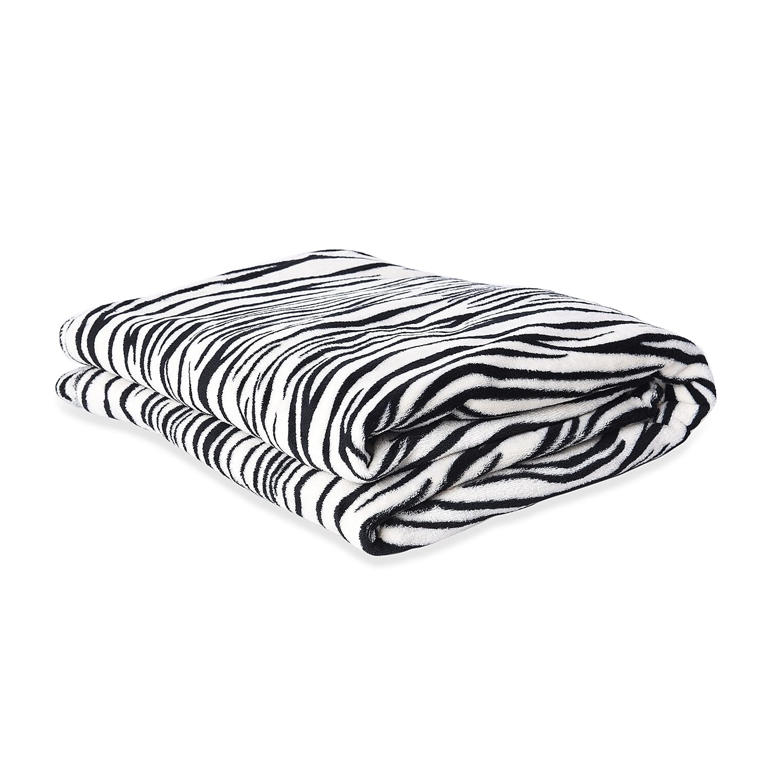 Soft Coral Fleece Zebra Pattern TV Blanket with Sleeves and Pocket (Size 140x180 Cm) - Black and White Colour