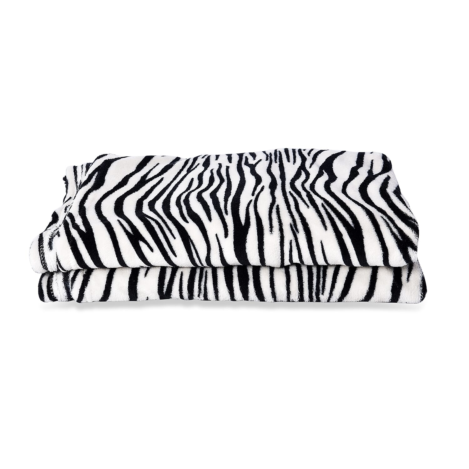 Soft Coral Fleece Zebra Pattern TV Blanket with Sleeves and Pocket (Size 140x180 Cm) - Black and White Colour