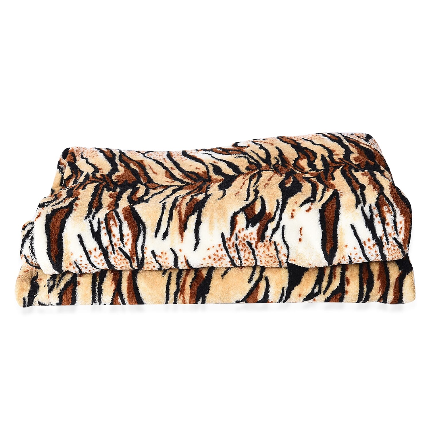 Soft Coral Fleece Tiger Pattern TV Blanket with Sleeves and Pocket (Size 140x180 Cm) - Black, Brown and Beige Colour