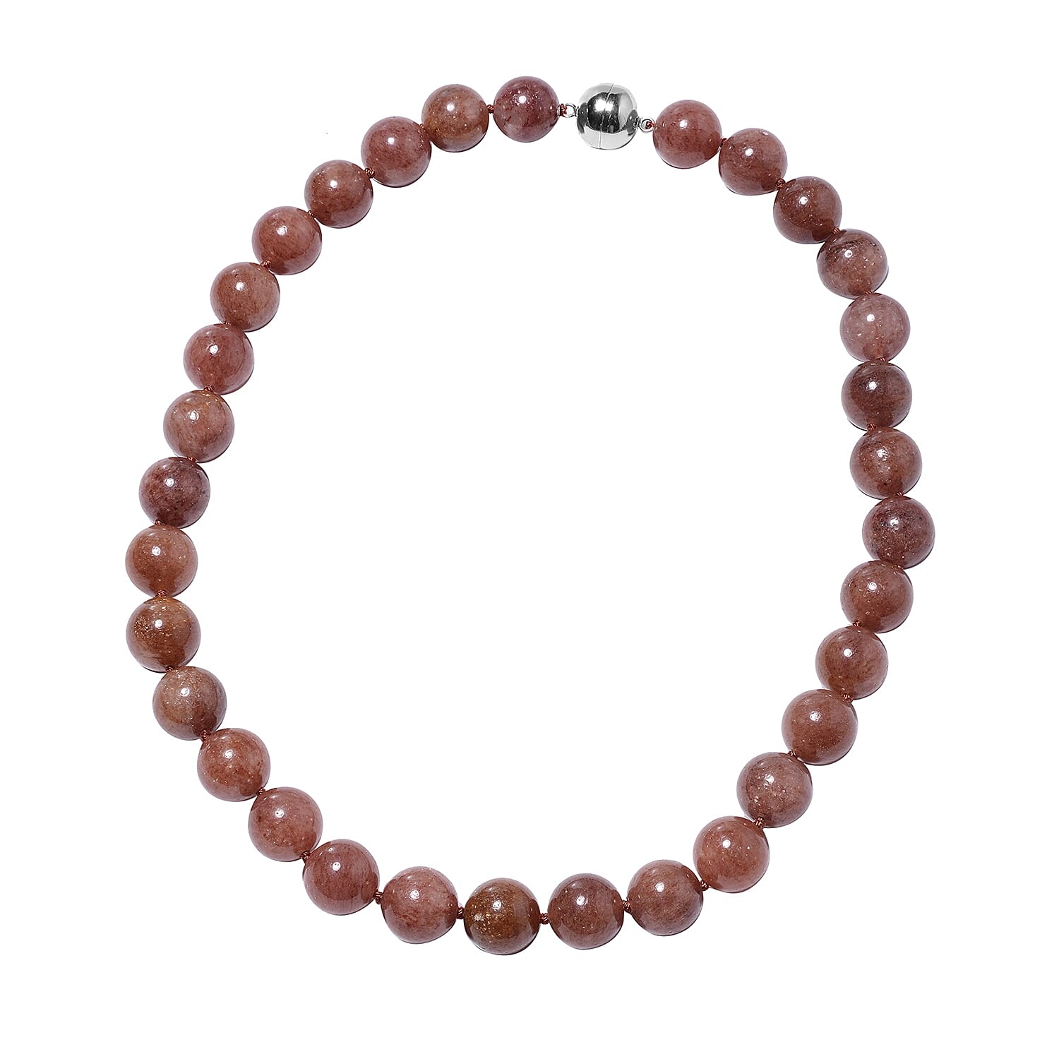 Extremely Rare Size Cherry Tanzurine (Rnd 13-15 mm) Necklace (Size 20) with Magnetic Lock in Rhodium Overlay Sterling Silver 649.00 Ct.