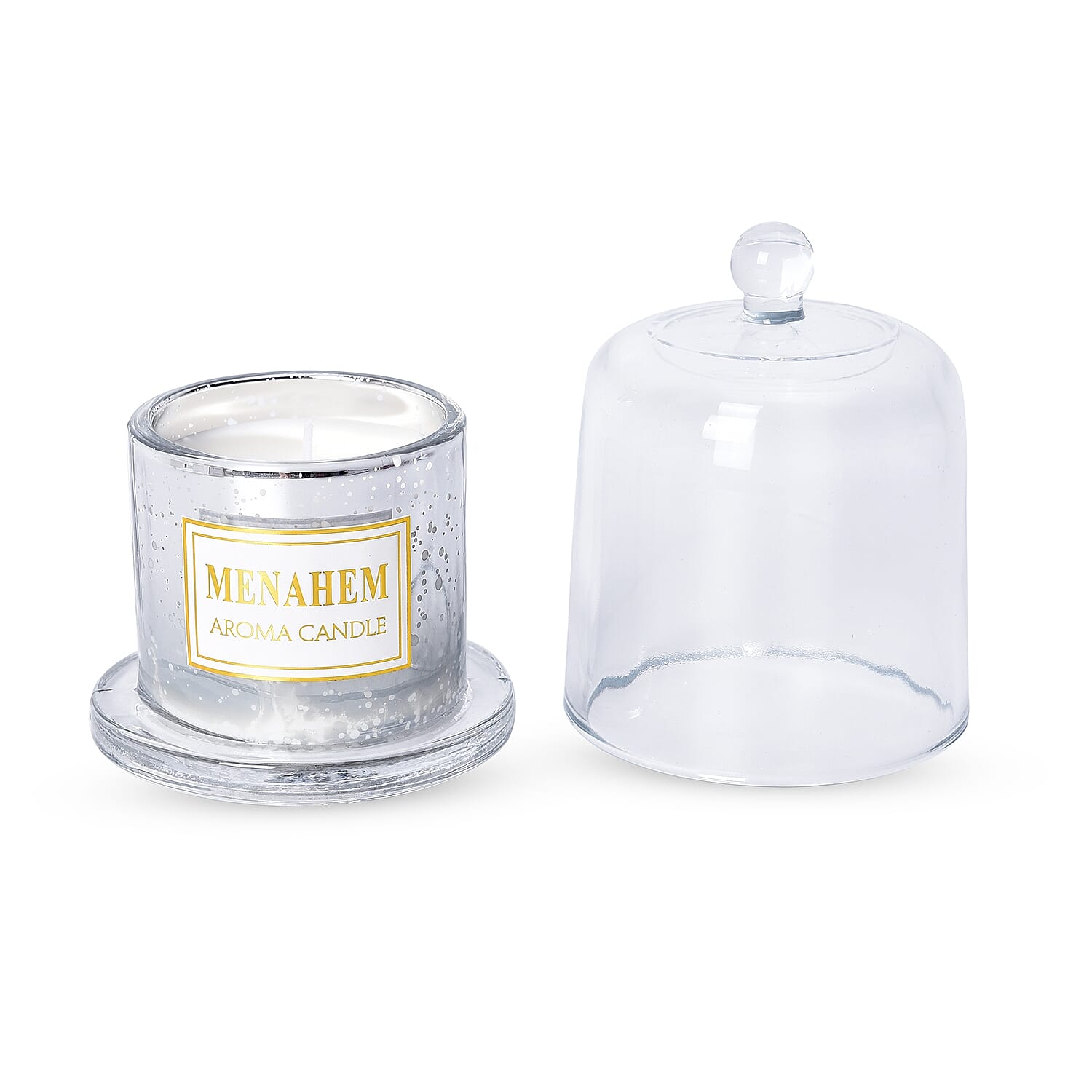 Home Decor - Aroma Candle with Silver Plating Glass Container (Size 12x8 Cm) (Coconut Fragrance)