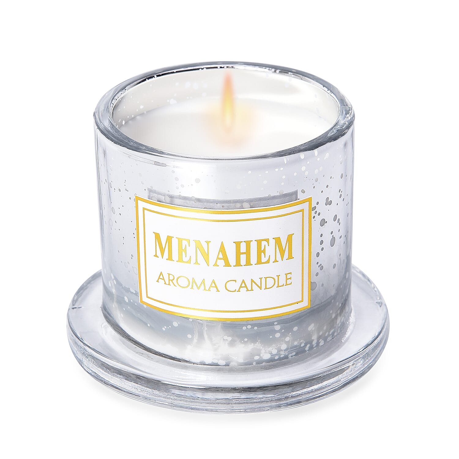Home Decor - Aroma Candle with Silver Plating Glass Container (Size 12x8 Cm) (Coconut Fragrance)