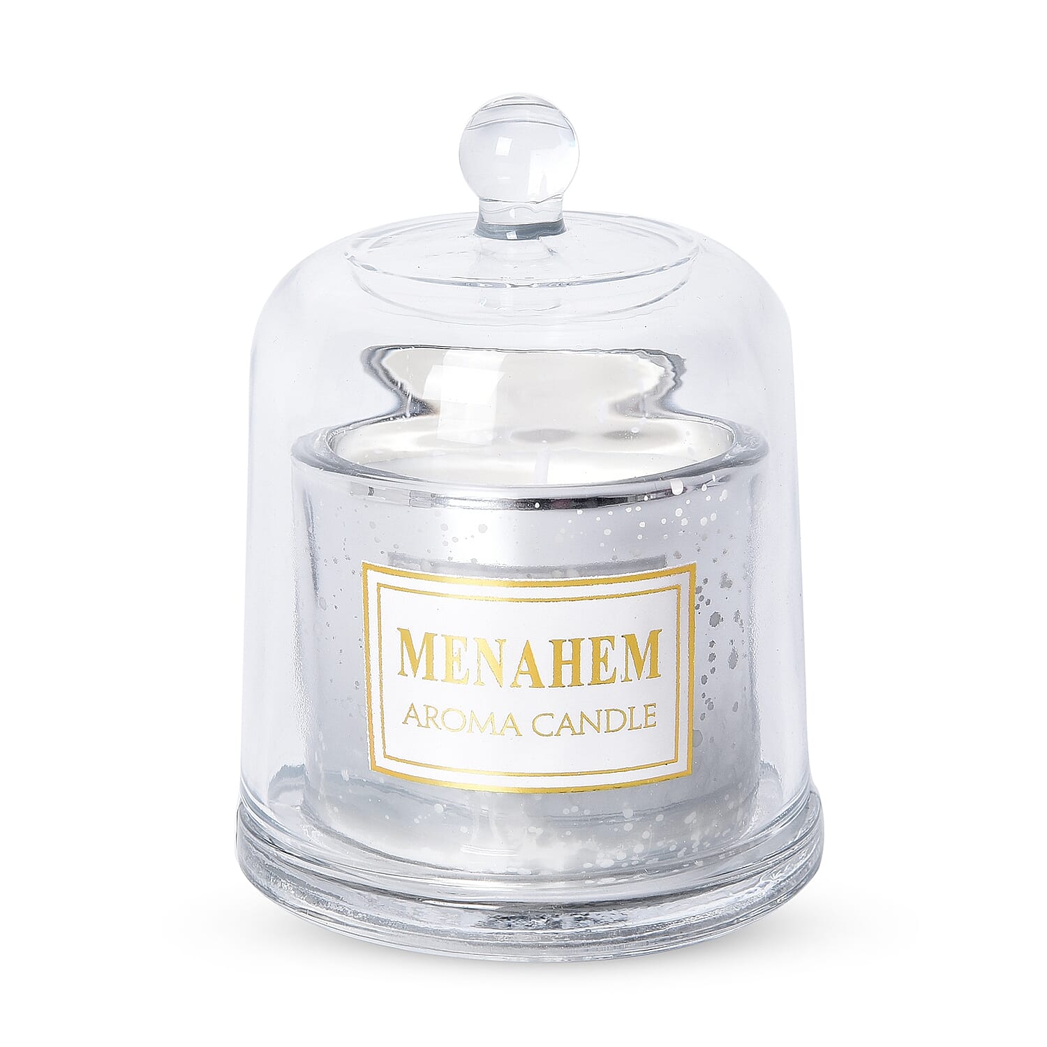 Home Decor - Aroma Candle with Silver Plating Glass Container (Size 12x8 Cm) (Coconut Fragrance)