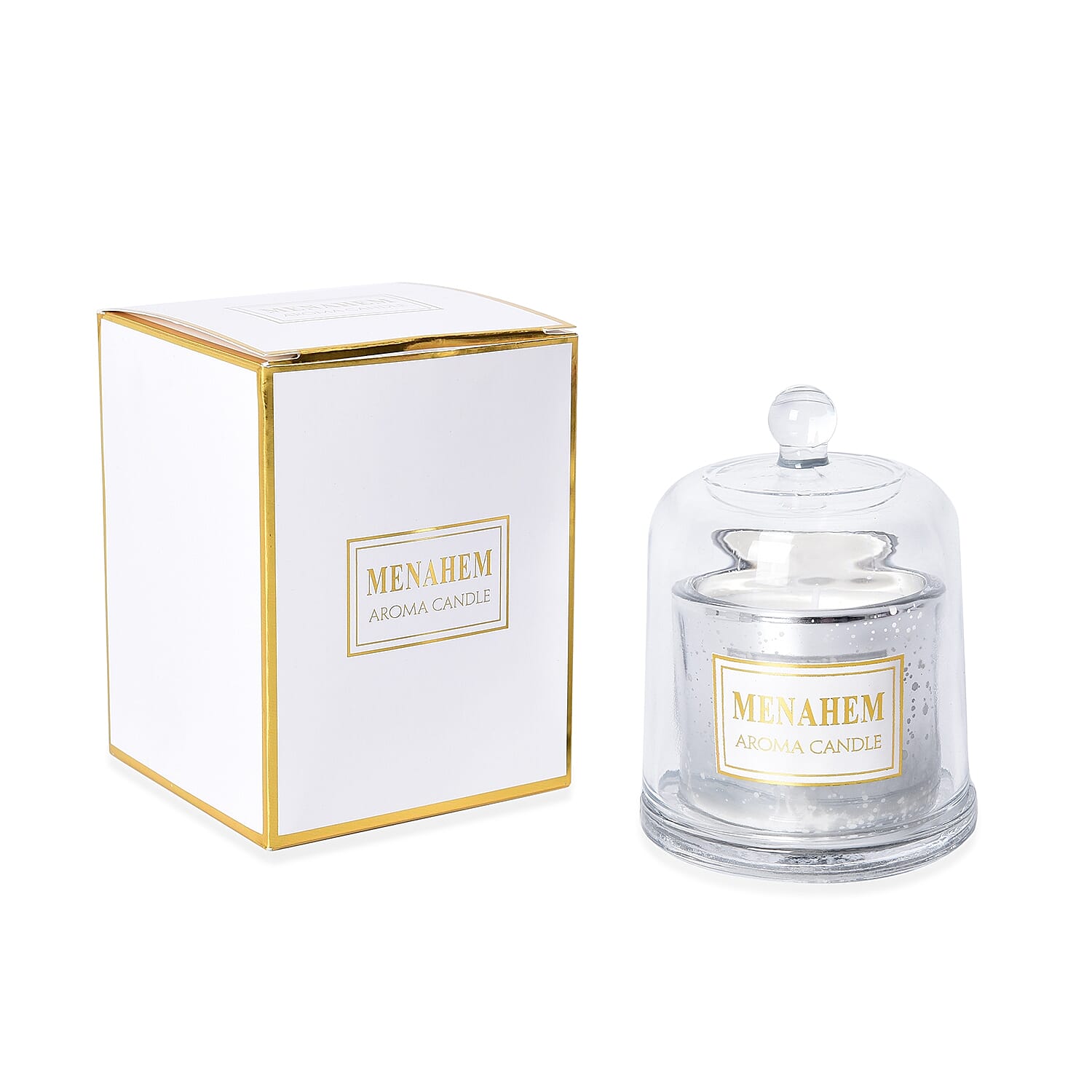 Home Decor - Aroma Candle with Silver Plating Glass Container (Size 12x8 Cm) (Coconut Fragrance)
