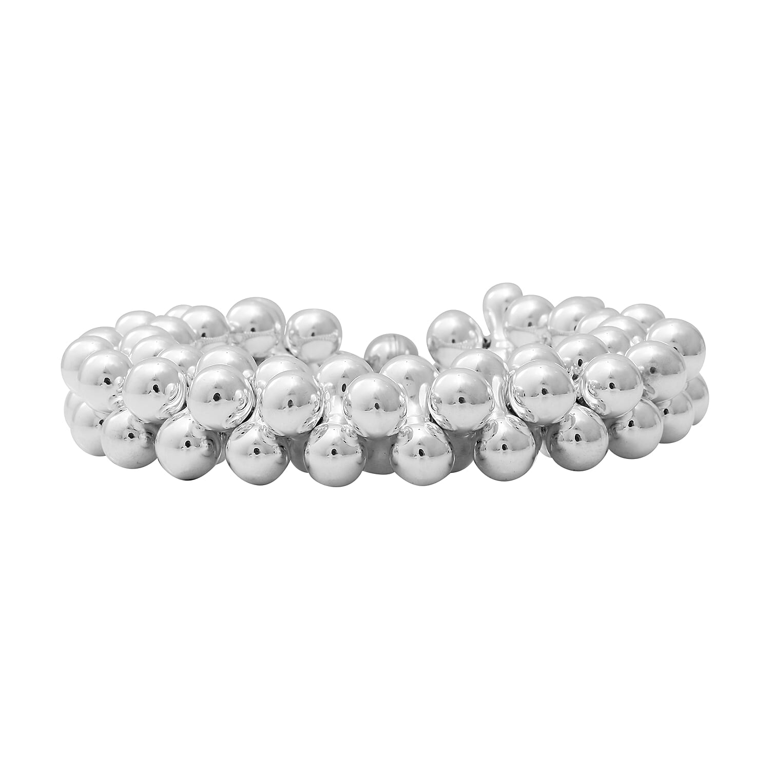 Designer Inspired Rhodium Overlay Sterling Silver Fancy Bracelet (Size 8.5), Silver wt 71.79 Gms