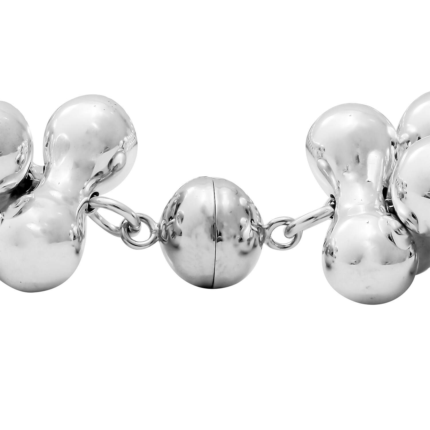 Designer Inspired Rhodium Overlay Sterling Silver Fancy Bracelet (Size 8.5), Silver wt 71.79 Gms