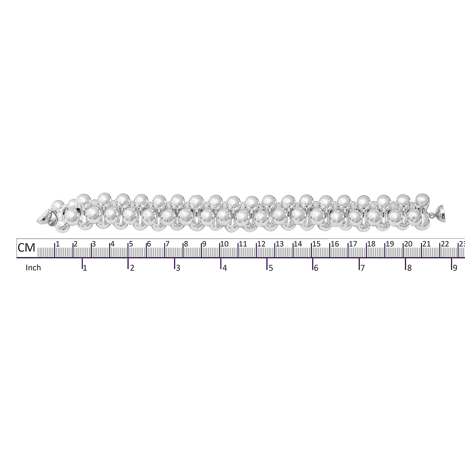 Designer Inspired Rhodium Overlay Sterling Silver Fancy Bracelet (Size 8.5), Silver wt 71.79 Gms