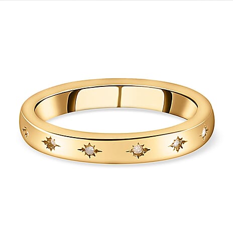 Diamond (Rnd) Band Ring in 18K Yellow Gold Vermeil Plated Sterling Silver