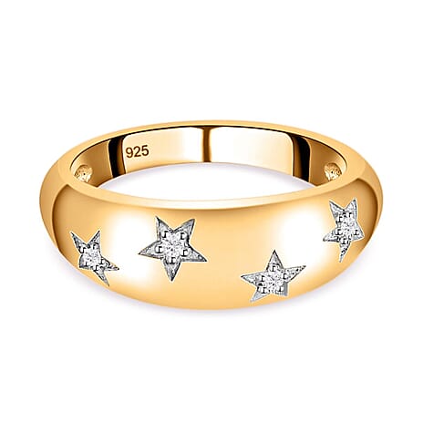 Diamond Star Dome Ring in 14K Gold Overlay Sterling Silver