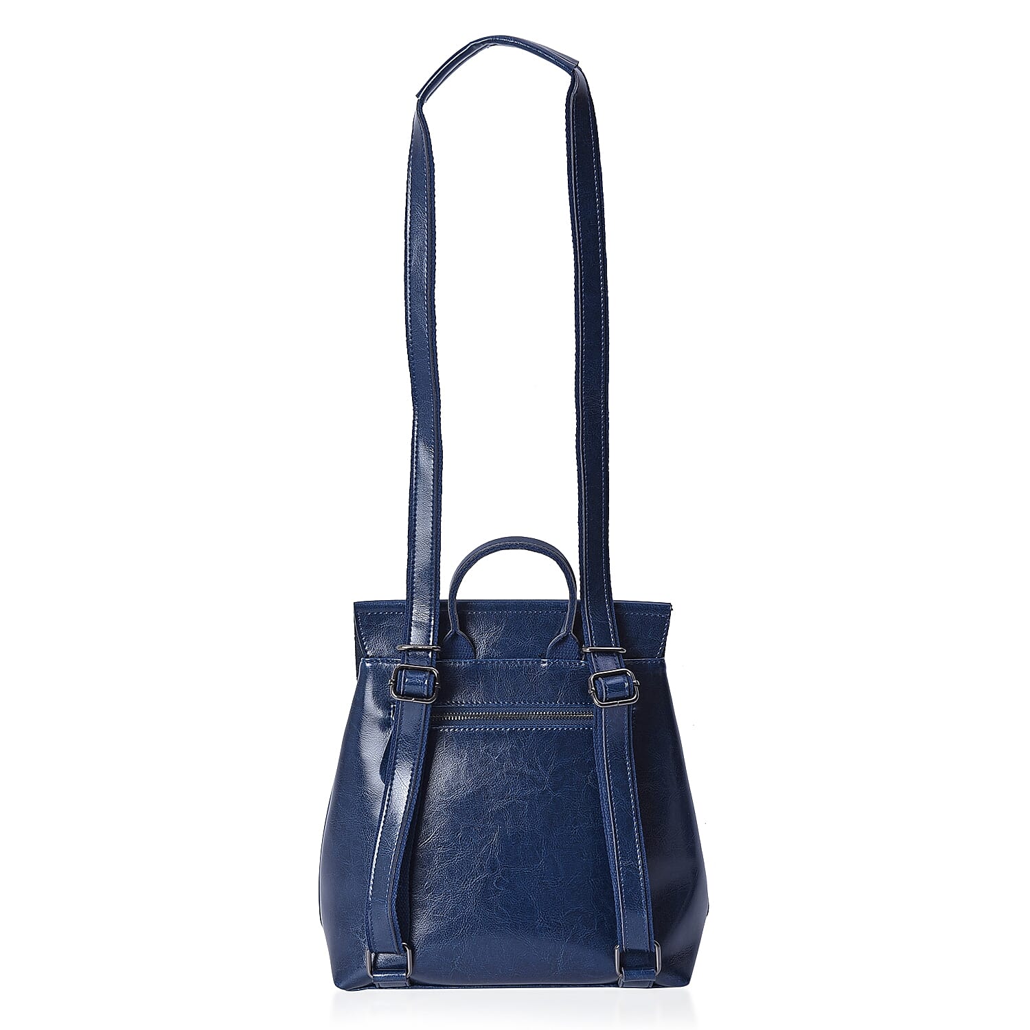 100% Genuine Leather Navy Colour Backpack with External Zipper Pocket (Size 25x12x30 Cm)