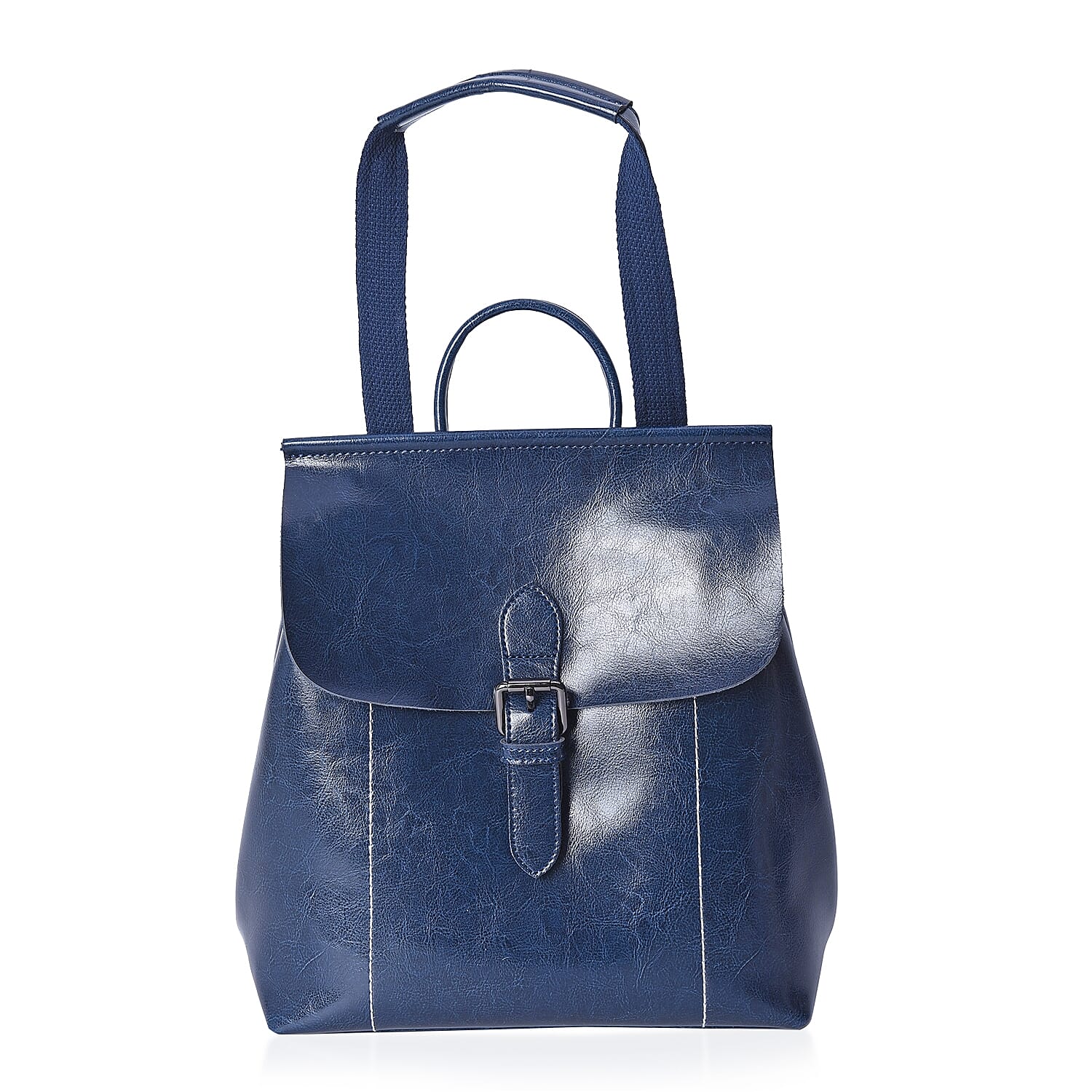 100% Genuine Leather Navy Colour Backpack with External Zipper Pocket (Size 25x12x30 Cm)