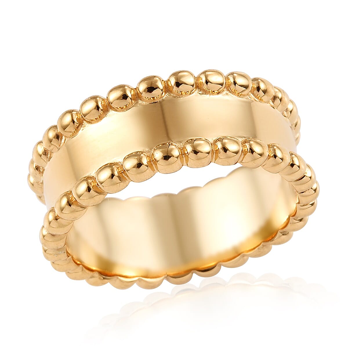 Designer Inspired- 14K Gold Overlay Sterling Silver Band Ring, Silver wt 4.32 Gms.