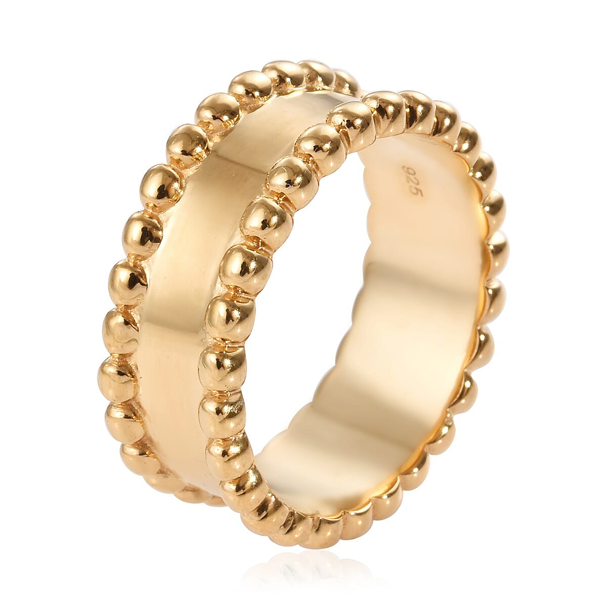 Designer Inspired- 14K Gold Overlay Sterling Silver Band Ring, Silver wt 4.32 Gms.