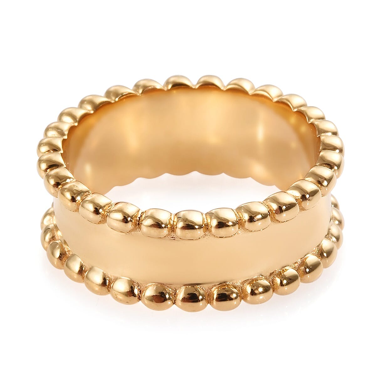 Designer Inspired- 14K Gold Overlay Sterling Silver Band Ring, Silver wt 4.32 Gms.