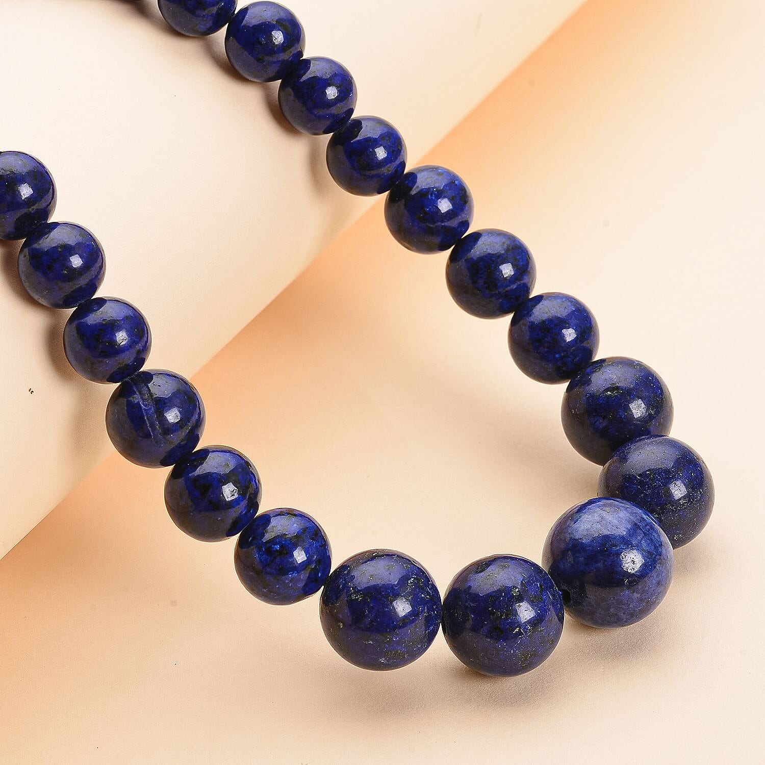 Lapis Lazuli (Rnd 6-17 mm) Graduated Necklace (Size 20) with Magnetic Lock in Rhodium Overlay Sterling Silver 250.00 Ct
