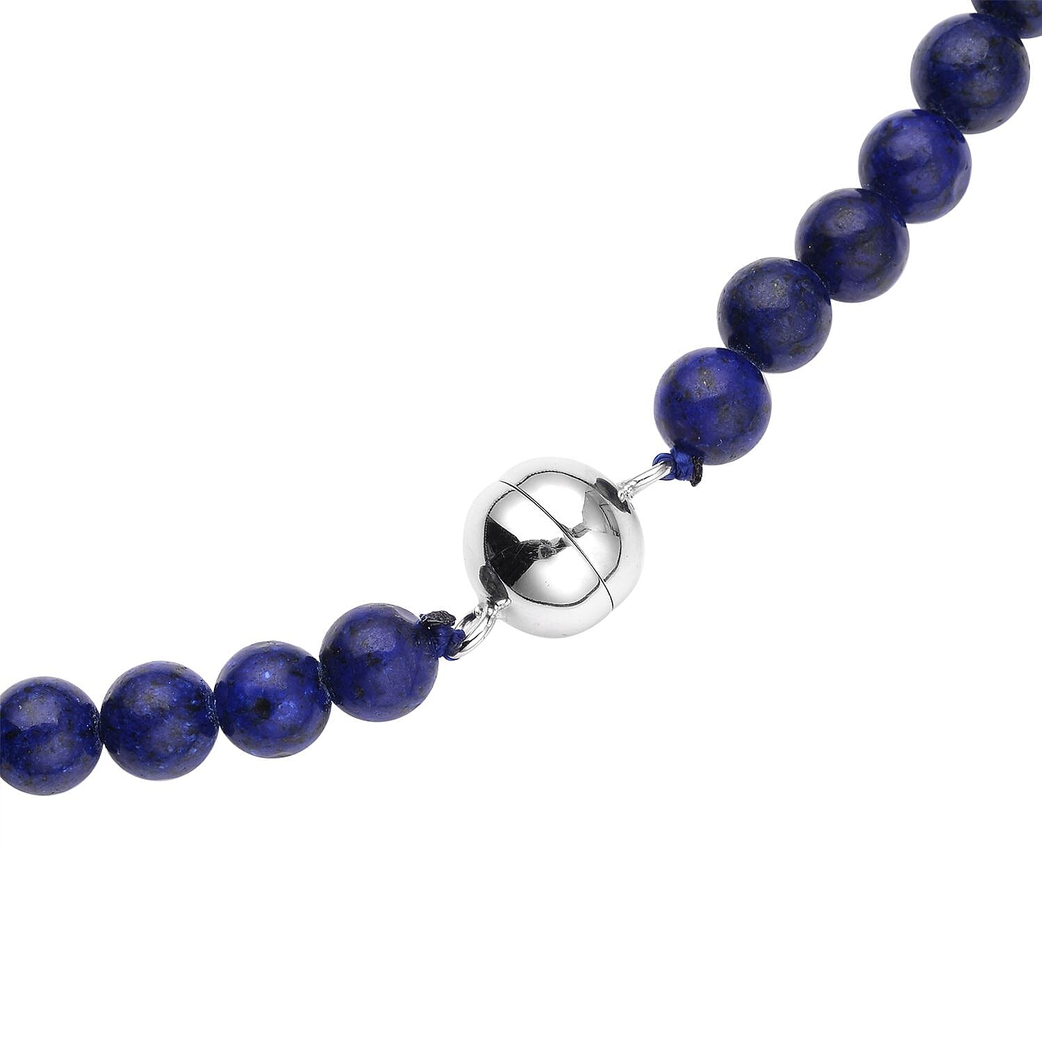 Lapis Lazuli (Rnd 6-17 mm) Graduated Necklace (Size 20) with Magnetic Lock in Rhodium Overlay Sterling Silver 250.00 Ct