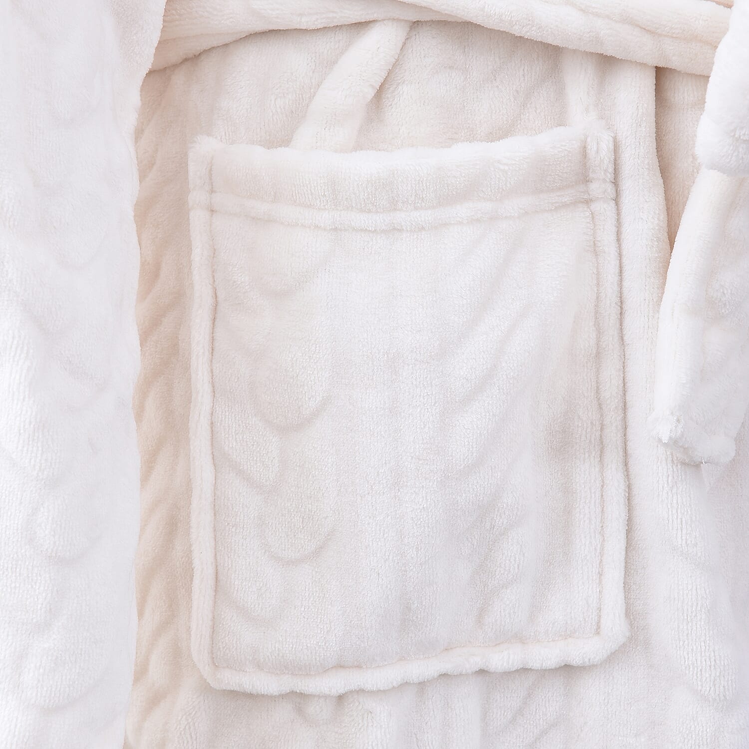 Microfibre Braided Pattern Robe with Shawl Collar and Two Pockets (Size 65x120 Cm) - Ivory