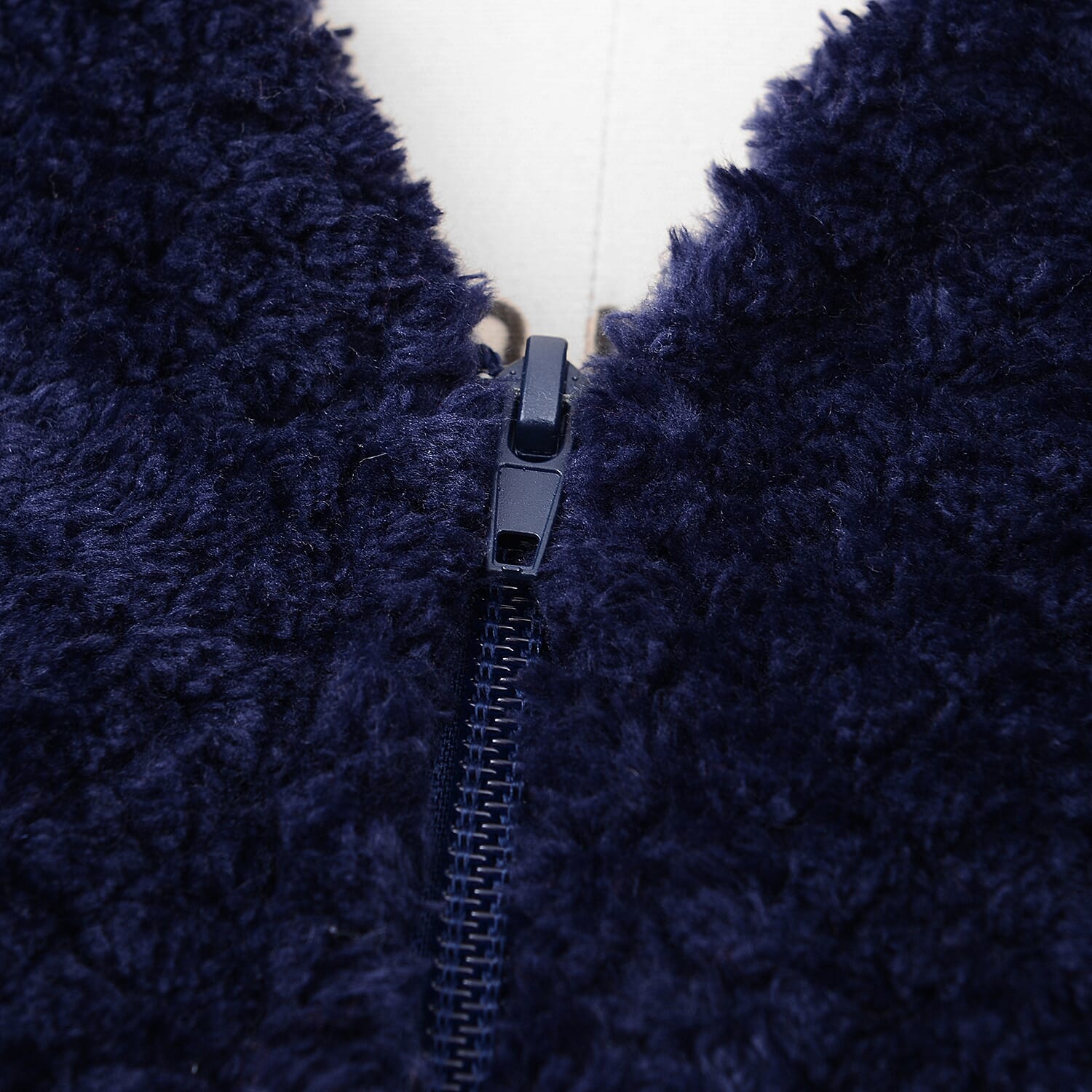 Microfibre Soft Jacquard Flannel Robe with Pocket and Zip-Front (Size 60x116 Cm) - Navy Blue