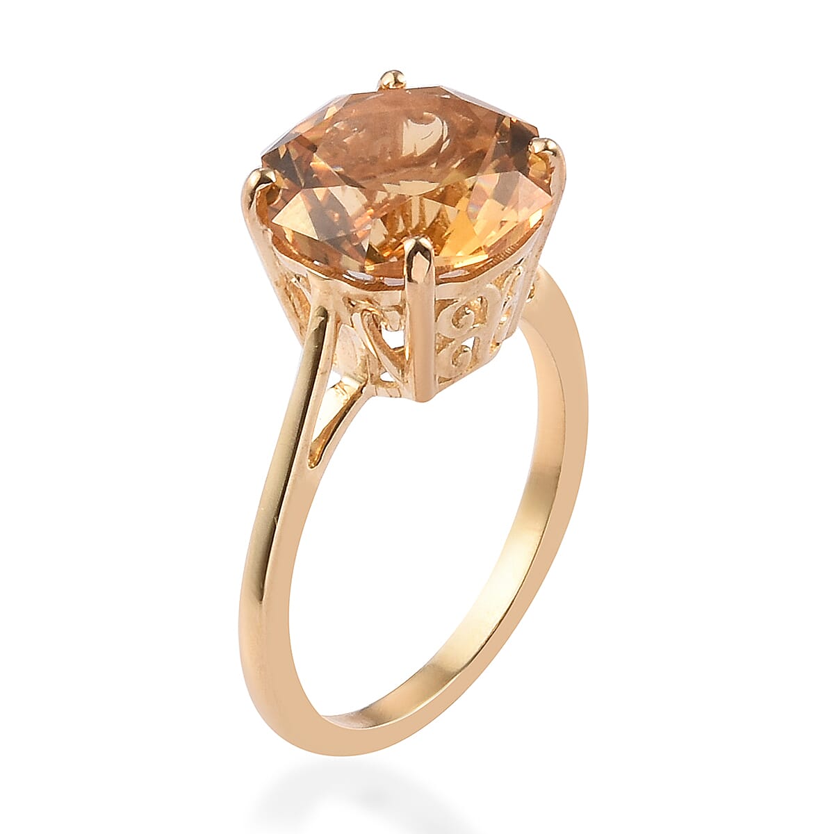 9K Yellow Gold AAA Citrine Solitaire Ring 3.75 Ct.