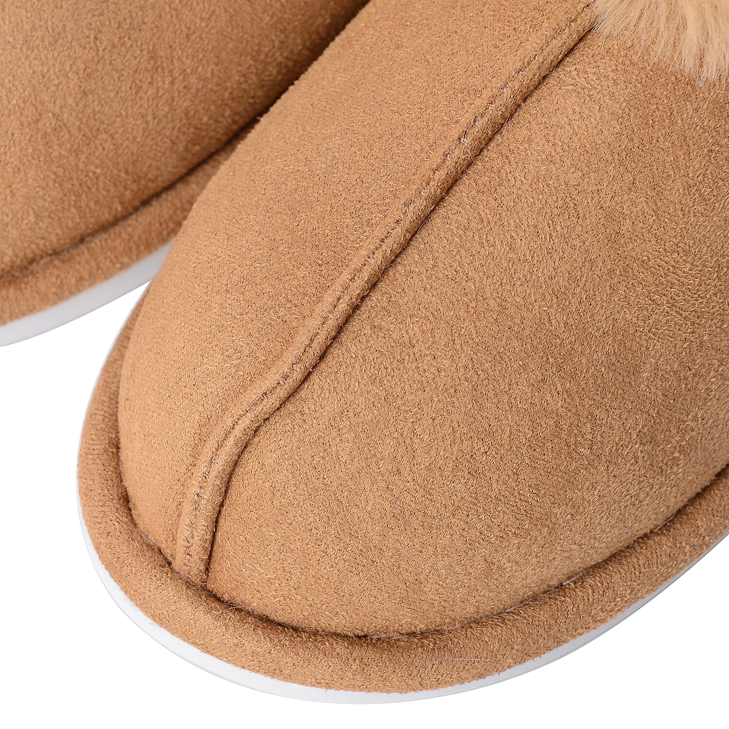 Super Soft Suede Faux Fur Slippers (Size M- 5-6) - Brown