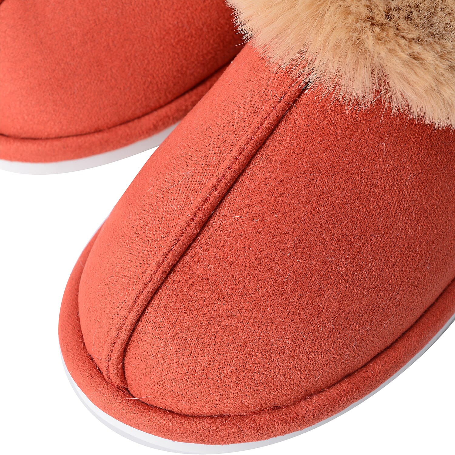 Super Soft Suede Faux Fur Slippers (Size M) - Orange