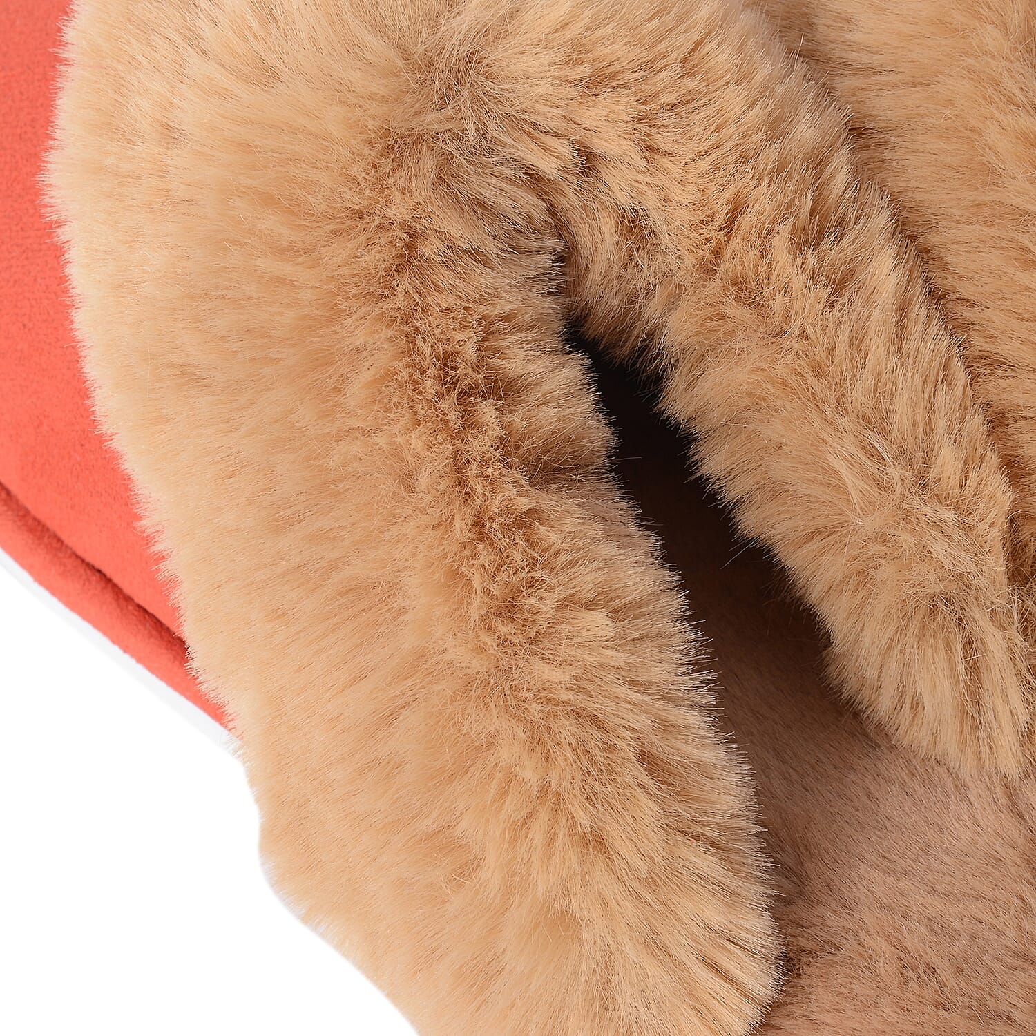 Super Soft Suede Faux Fur Slippers (Size M) - Orange