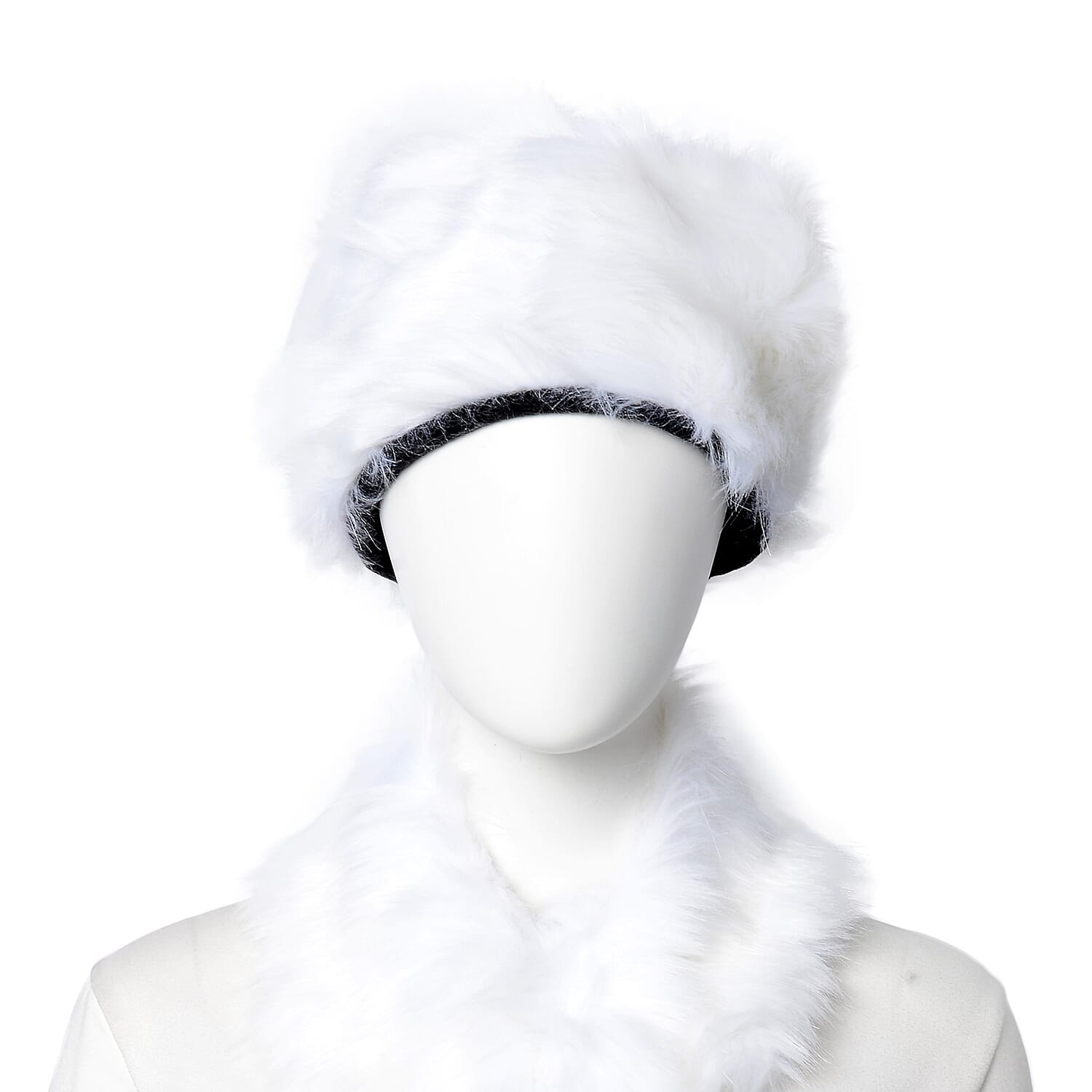3 Piece Set - Faux Fur Hat, Scarf and Cuff Bracelet - White