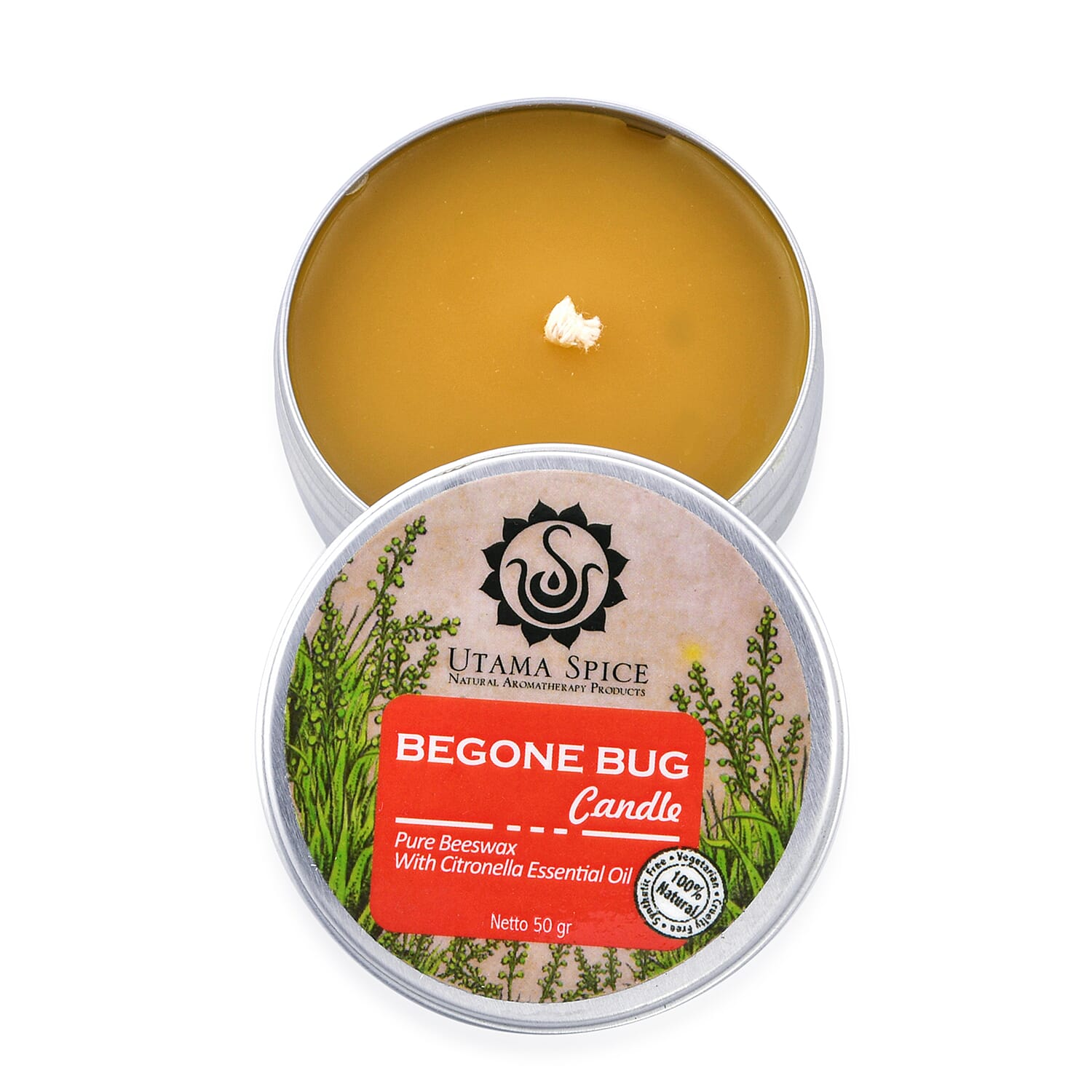 Utama Spice - Pure Beeswax Begone Bug Candle with Citronella Essential Oil