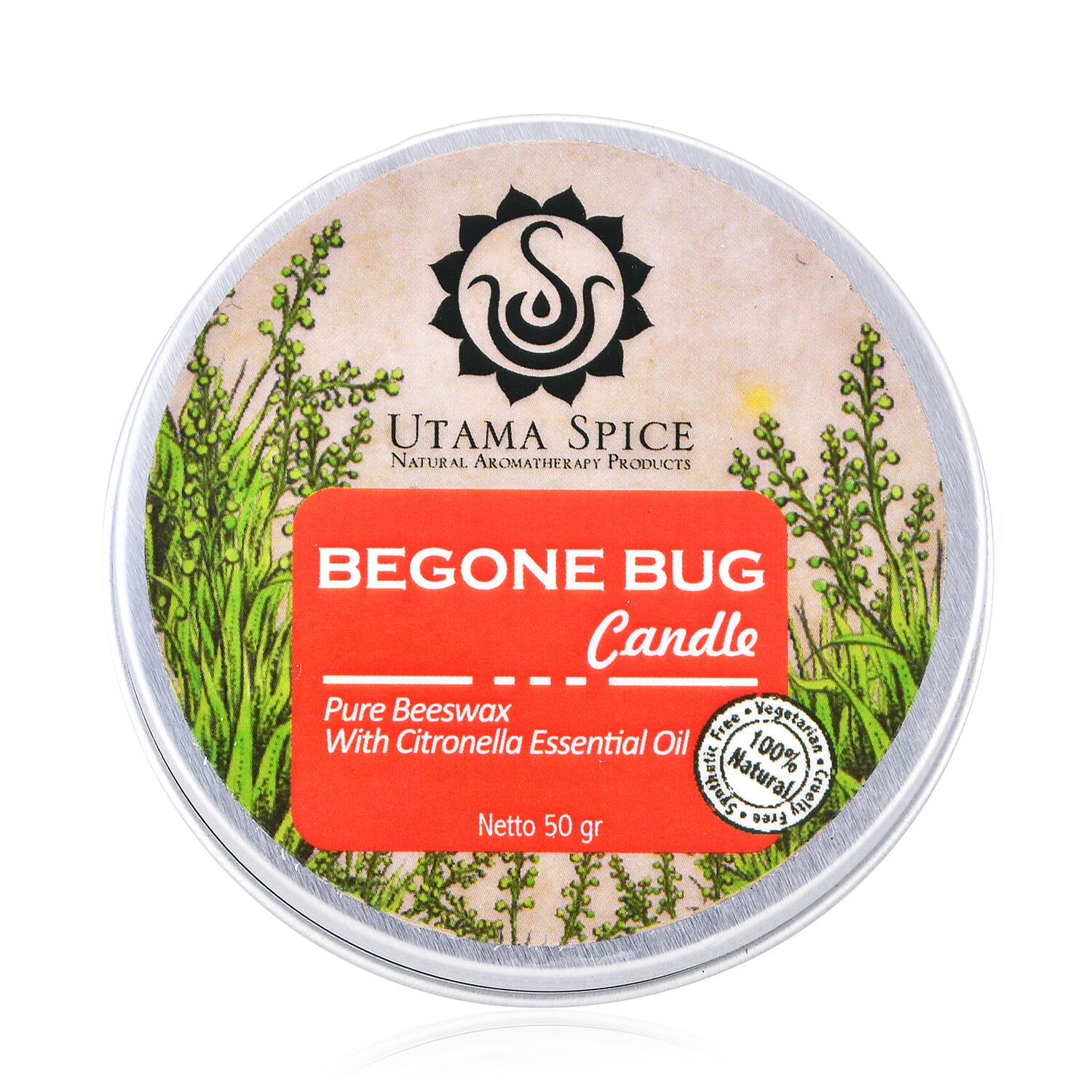 Utama Spice - Pure Beeswax Begone Bug Candle with Citronella Essential Oil
